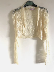 Glamour Dolls Cropped Stretch Floral Lace Shrug Jacket Cardigan Top Size UK 14 - Picture 1 of 6