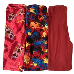 LuLaRoe Leggings Girls Lot of 3 Sz L/XL Multicolor Geometric/Solid Stretch LL4X - Picture 1 of 3