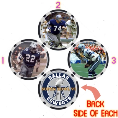 COWBOYS SUPER BOWL VI PLAYERS - 3 POKER CHIP SET - Image 1 of 2