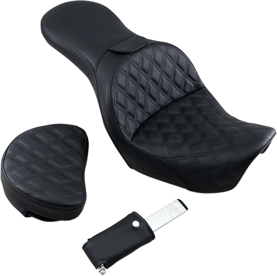 Asiento Saddlemen Explorer con respaldo, celosía cosida/negro Harley Dyna FXD 06-17 Foto 1 de 1