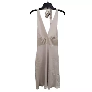 Jones New York Women's Cream Silk Blend Halter Evening Bridesmaid Dress Size 6 - Picture 1 of 6