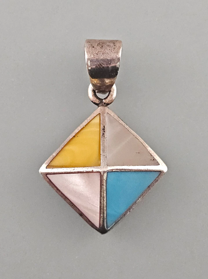 a-9225041 Silberner Perlmutt Anhänger Flachpyramide 925er Silber 8,91 g - Bild 1 von 3