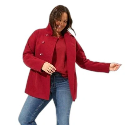 Chaquetón de lana TORRID de doble botonadura en ruibarbo - 5X Foto 1 de 4