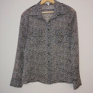Camisa Lucca Couture con estampado animal frontal manga larga marrón negra talla pequeña - Imagen 1 de 10
