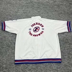 Vintage Allen Iverson Shirt Mens 2XL White Button NBA Warm Up Shooting Reebok - Picture 1 of 17