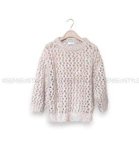 Brunello Cucinelli Metallic Open Knit Sweater Top Women's Size L - Picture 1 of 9