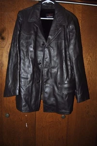 Hudson's Bay Company "The Bay" Brown Leather Jacket with faux fur lining VTG 60S - Picture 1 of 4
