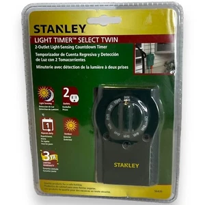 Stanley Light Timer Select Twin 2 Outlet Light Sensing Countdown Timer New - Picture 1 of 4