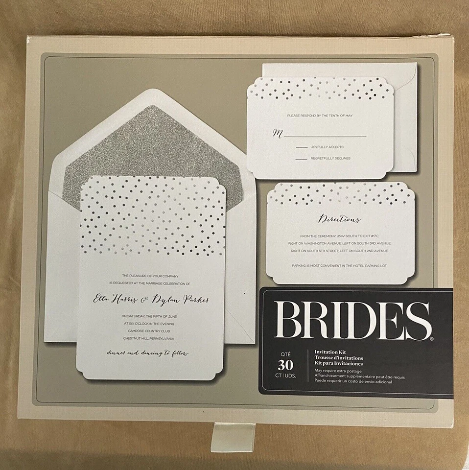 30 KIT DE INVITACIÓN DE NOVIAS GARTNER STUDIOS BODA PUNTOS DE PLATA #16544 ORIG. 39,95 Foto 1 de 4