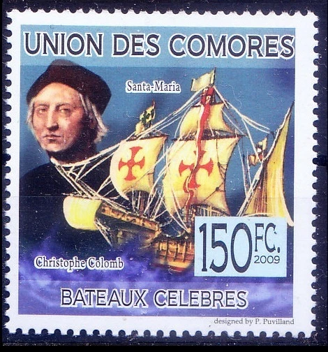 Columbus, Italian Navigator Explorer, Ships, Comoros 2009 MNH   - Image 1 of 1