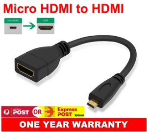 Short HDMI V1.4 Female to Micro HDMI Male Adapter Cable Cord 1080P 4K HD HDTV - Picture 1 of 4