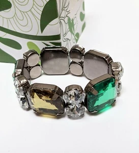 Christmas Bracelet Green White Acrylic Bling Bling Beaded Stretch Bracelet - Picture 1 of 6