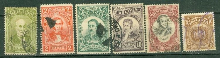 Bolivia 6 diff Old used stamp Lot#23050 - Image 1 of 1