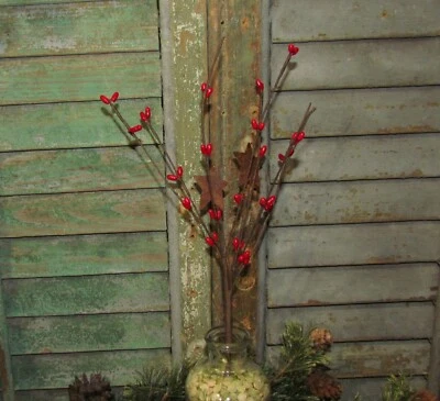 (4) Prim 12" Floral Rojo Pipa con Estrellas Arbusto Planta Artificial Follaje Falso Selección Foto 1 de 4