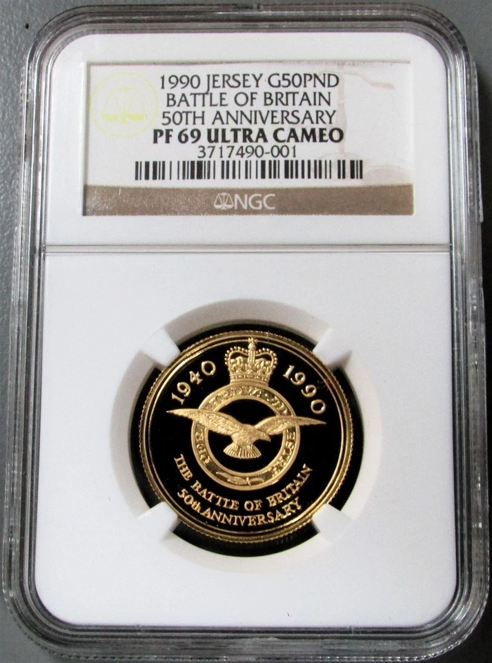 1990 CAMISA DE OURO 500 CUNHADA 50 LIBRAS MOEDA BATALHA DA Grã-Bretanha prova ngc 69 uc - Imagem 1 de 4