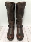 Women’s FRYE VERONICA 77609 Tall Slouch Brown Leather Riding Moto Boots ~ EXC!