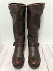 Women’s Frye Veronica 77609 Tall Slouch Brown Leather Riding Moto Boots ~ Exc!