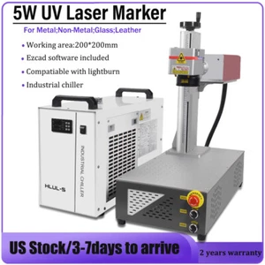 Macchina incisore marcatura laser UV 5W 355nm refrigeratore vetro legno foglia metallo spedizione USA - Foto 1 di 18