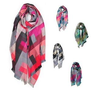 All Seasons Woman Girl Boutique Dense Silky feeling Cool Grids Scarf - Imagen 1 de 12
