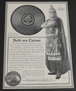 1913 Print Ad Victor Talking Machine Co Camden NJ Caruso Record Celeste Aida Art - Picture 1 of 1