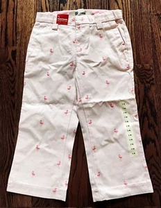 Gap Kids NWT 7 Girls Pink flamingo capri length pants VINTAGE !! - Picture 1 of 2