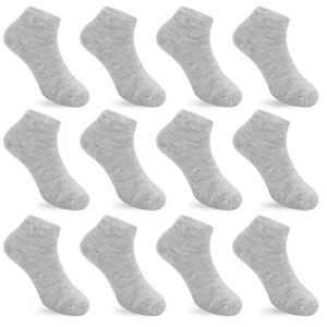 12 Pairs Boy Athletic Ankle Socks Girl Low Cut Sock Grey 9-12 Years - Picture 1 of 6
