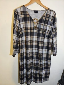 Women's New NWT Tacera Size 1X Plaid Dress - Picture 1 of 7