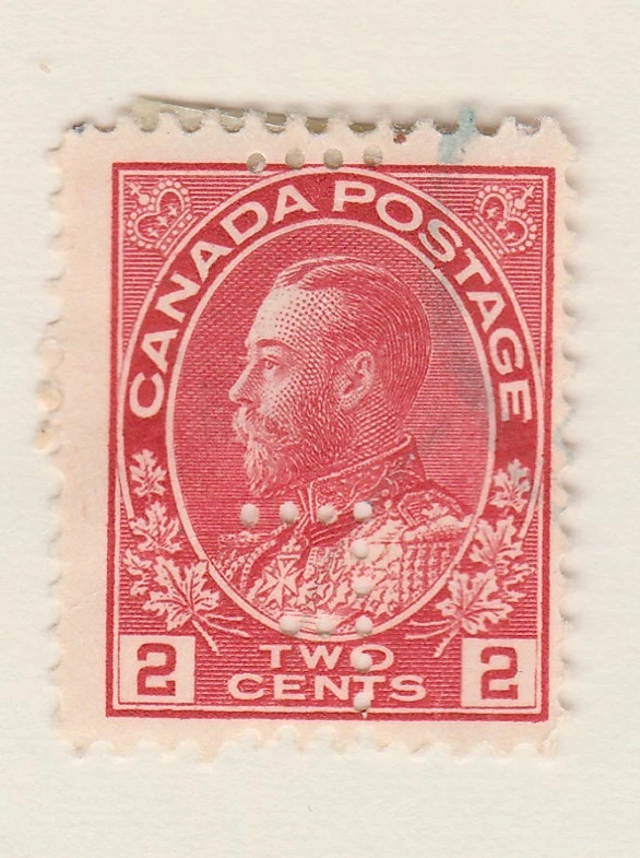 Canada SWIFT CANADIAN CO Edmonton George V 2c Admiral PERFIN - Image 1 of 1