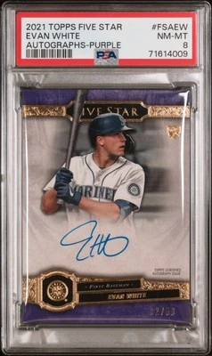 2021 Topps Five Star Autographs Evan White Purple #FSAEW PSA 8 - Image 1 of 2