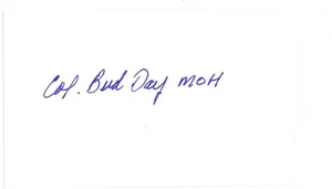 George "Bud" Day Firmato Indice Card Vietnam Medaglia d'Onore Destinatario O&E - Foto 1 di 1