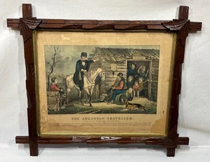 Antike Original 1870 Currier & Ives The Arkansas Traveler Volkslied Lithographie - Bild 1 von 21