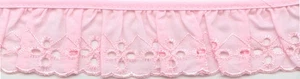 2" Pink Gathered Ruffled Eyelet Fabric Trim 12 Yards Trimming - Picture 1 of 1