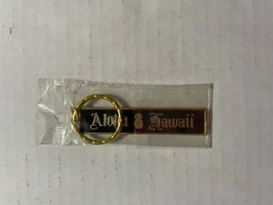 Aloha Hawaii Keychain Metal Goldtone Black Personalized Robin Lopine - Picture 1 of 2