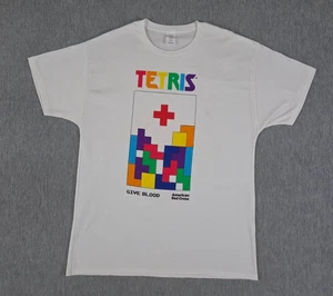 Tetris American Red Cross Shirt Hanes Adult Large White Short Sleeve (READ) - Picture 1 of 7