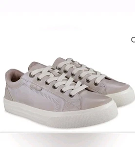Taos Plim Soul Lux Oyster Leather Sneakers - Picture 1 of 8