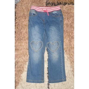 Mini Boden Faded Wide Leg HEART Knee Denim Jeans Size 6Y - Picture 1 of 5