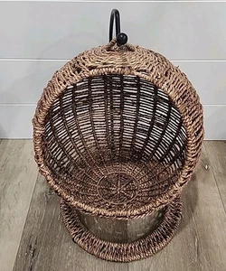 Rattan Geflecht hängendes Haustierbett für kleine Katze oder Hund Schaukel Ei Stuhl Hängematte - Bild 1 von 3