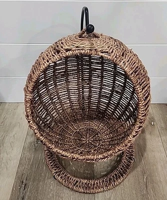 Cama colgante de mimbre de ratán para mascotas para gato pequeño o perro columpio huevo silla hamaca Foto 1 de 3