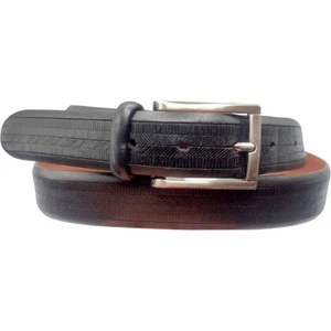 Trafalgar Herren schwarz geprägt Fischgrät italienisches Leder eleganter Gürtel Größe 40 - Bild 1 von 15