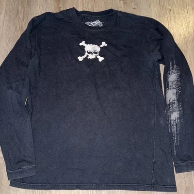 Vintage Oakley Skull 2 Sided Long Sleeve T Shirt Faded Black Grunge Y2k Graphic - Image 1 of 4