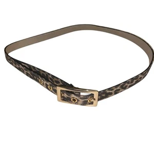 Talbots Belt Womens Large Leopard Animal Print Metallic Silk Faux Leather New - Picture 1 of 11