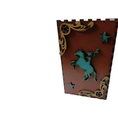 Decorative Pressed Wood Cowgirl, Rider, Or Rodeo Box Surround  Luminary Cover? - Image 1 of 4