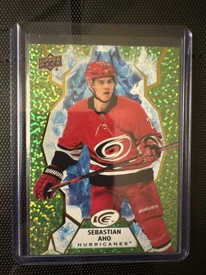Sebastian Aho 2021-22 Upper Deck Ice #71 Green Carolina Hurricanes - Image 1 of 2