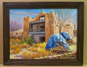 Old Mission Church Krystyna Robbins 18x24 SW Landscape Original Oil Painting Art - Picture 1 of 11