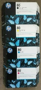 Oryginalna partia wkładów atramentowych HP 80 350ML C4871A C4846A C4847A C4848A - VAT w tym - Zdjęcie 1 z 11