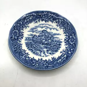 "Plato platillo de 5,5" azul blanco" English Village Salem China Co. Olde Staffordshire - Imagen 1 de 6