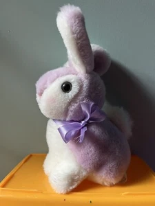 Vintage 1985 Prestige Toy Corp Purple White Fluffy Plush Rabbit Stuffed Animal - Picture 1 of 7