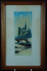 Vintage Framed Print of Notre Dame & Le Pont de l'Arche Paris