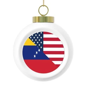 Venezuela Bandera Americana Medio Venezolano EE. UU. Árbol de Navidad Bola Adorno - Imagen 1 de 9