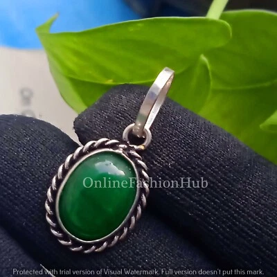 Green Onyx Gemstone 925 Sterling Silver Plated Handmade Pendant Jewelry Gift - Image 1 of 2
